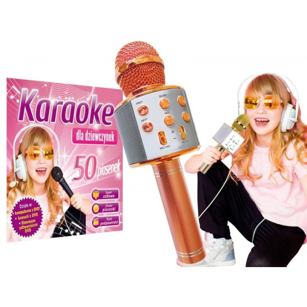 Solidny MIKROFON BEZPRZEWODOWY + Karaoke dla dziewczynek (DVD lub MP4)