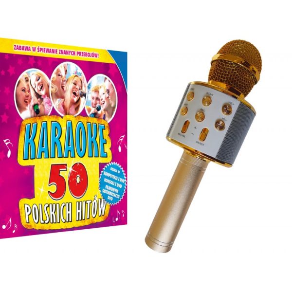 Solidny MIKROFON BEZPRZEWODOWY + Karaoke 50 Polskich Hitów (DVD lub MP4)
